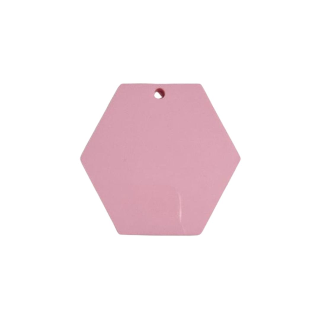 5cm Hexagon Pastel Acrylic Disc - Pink