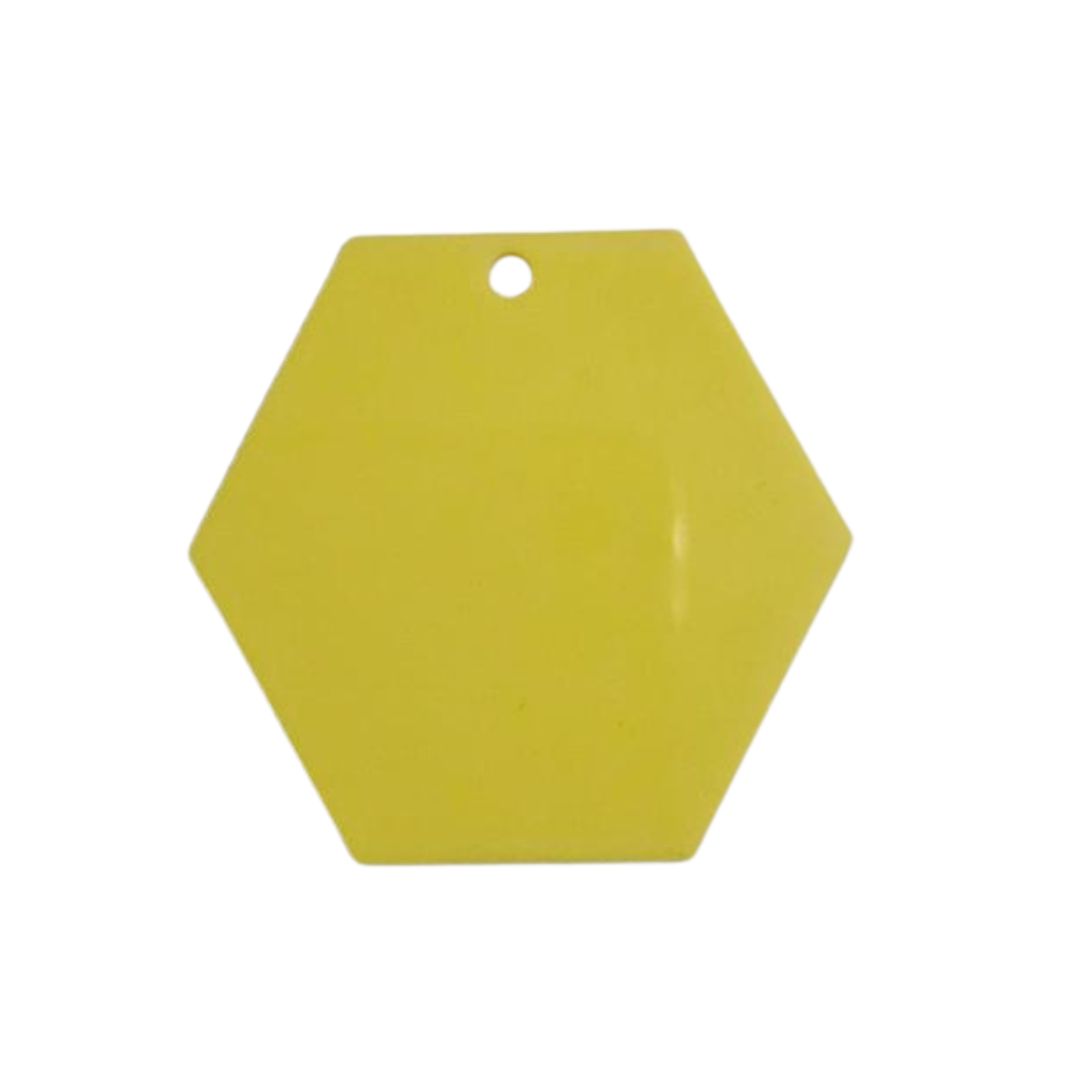 5cm Hexagon Pastel Acrylic Disc - Butter Yellow