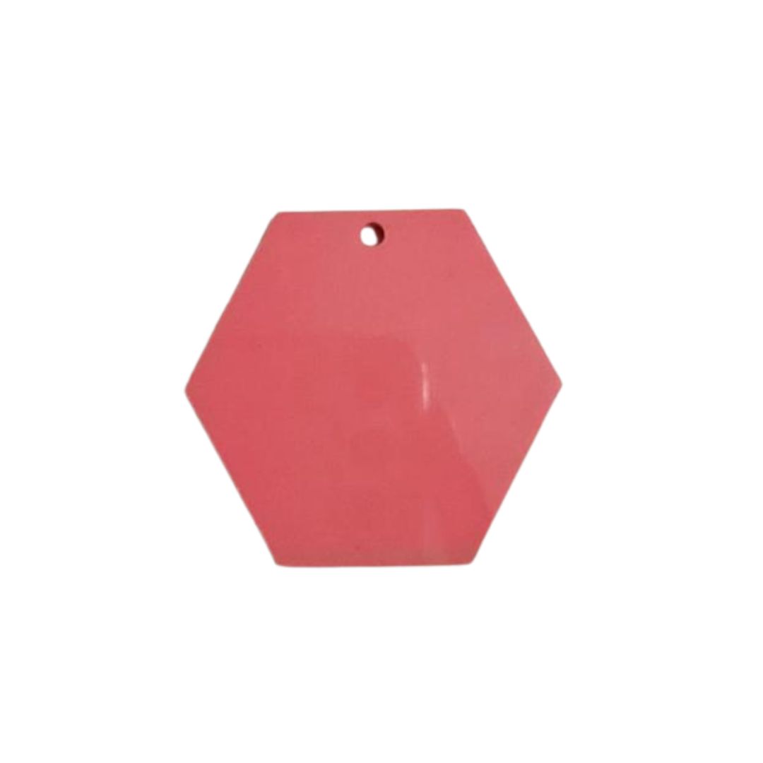 5cm Hexagon Pastel Acrylic Disc - Raspberry