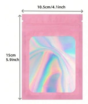 Pink Holographic Packaging Large - Pack of 10