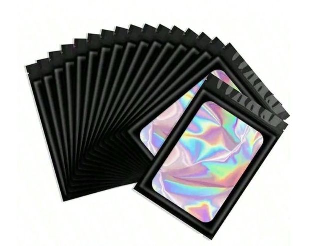 Black Holographic Packaging Large - Pack of 10