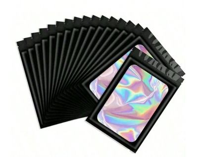 Black Holographic Packaging Large - Pack of 10