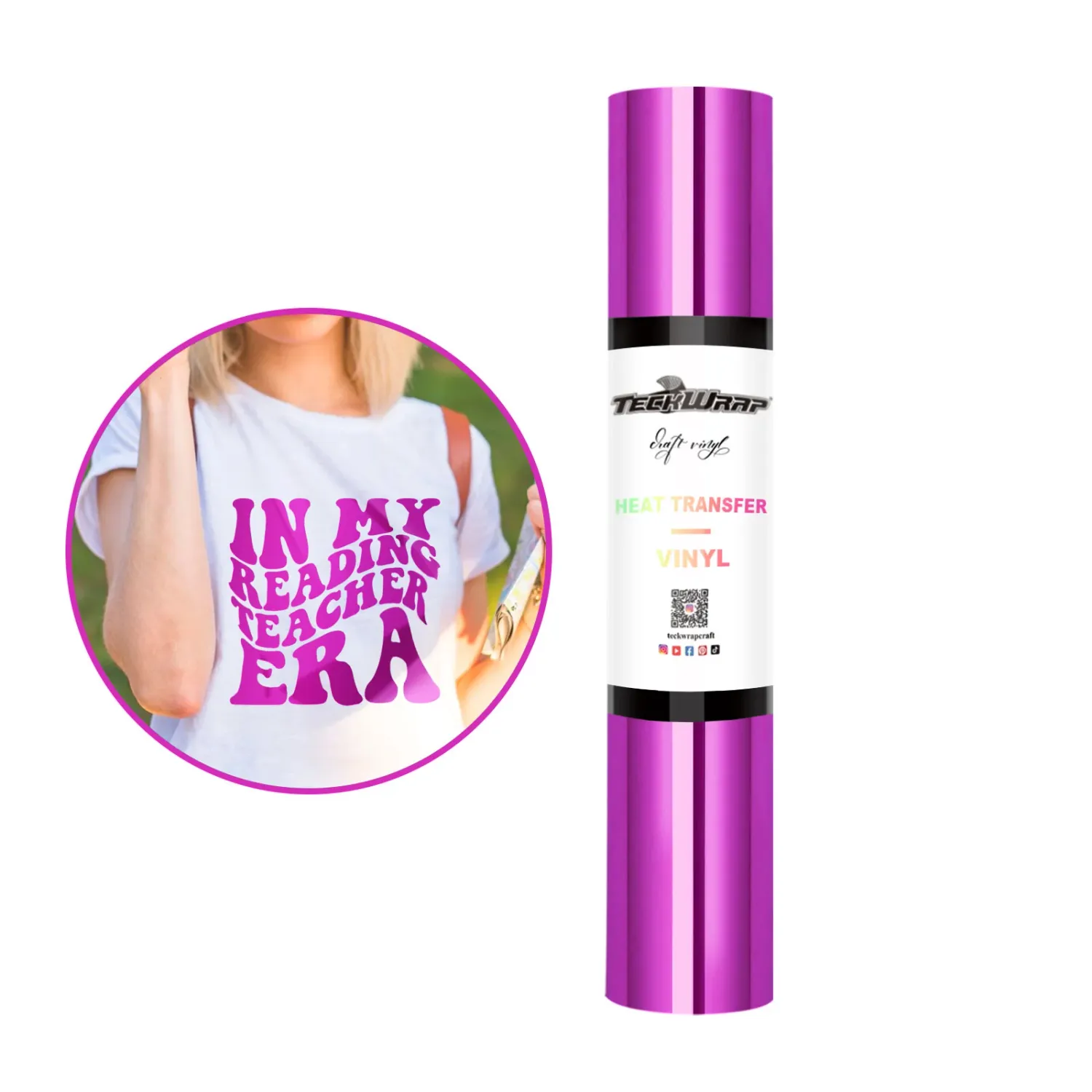 Metallic Chrome Heat Transfer Vinyl - Royal Pink