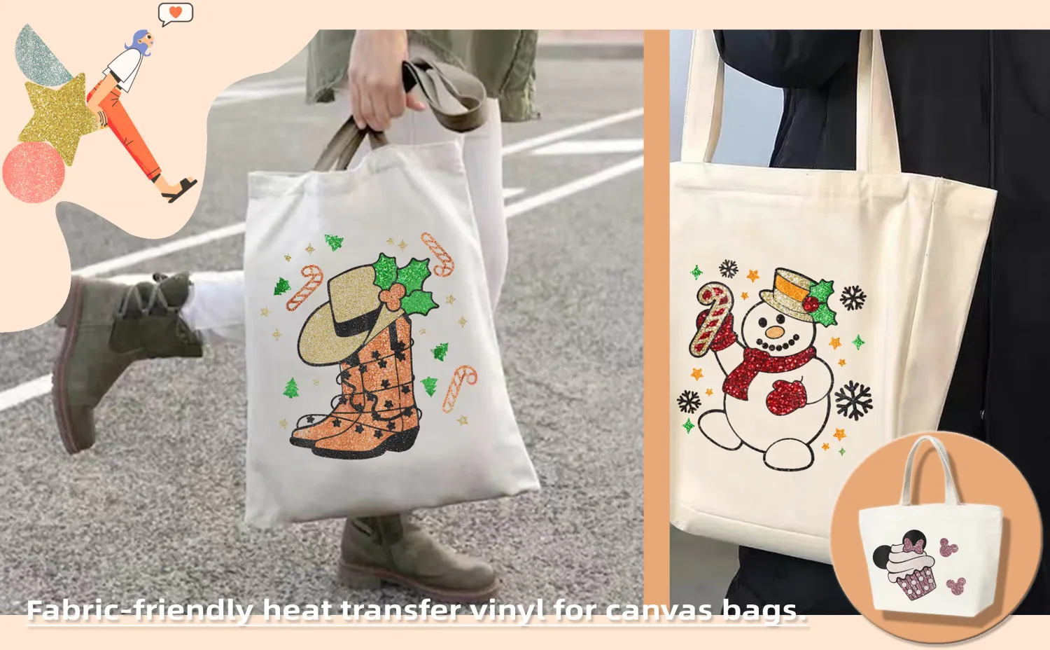 Glitter Heat Transfer Vinyl - Coffee Gold
