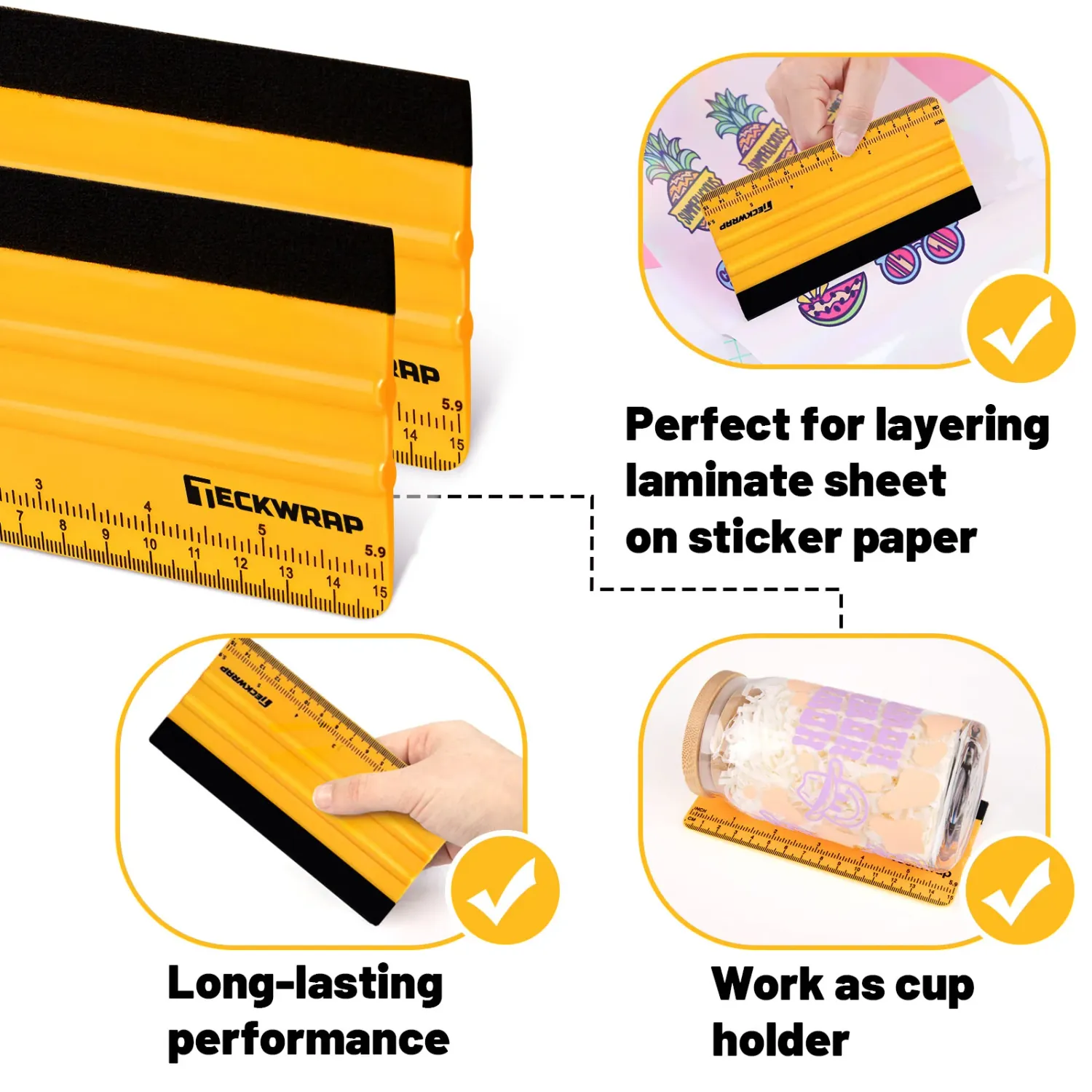 Teckwrap Extra Large Felt Squeegee - Yellow - Single Unit