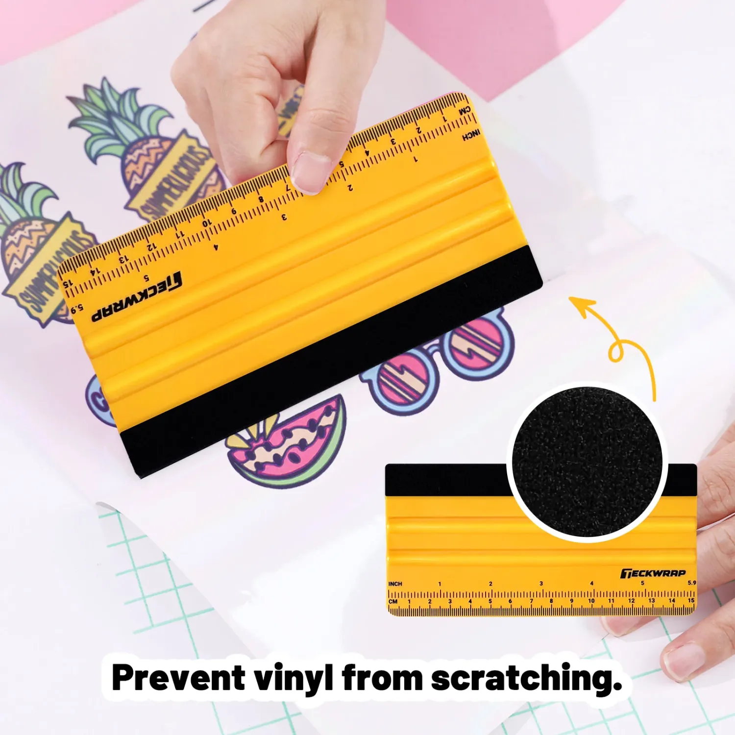 Teckwrap Extra Large Felt Squeegee - Yellow - Single Unit