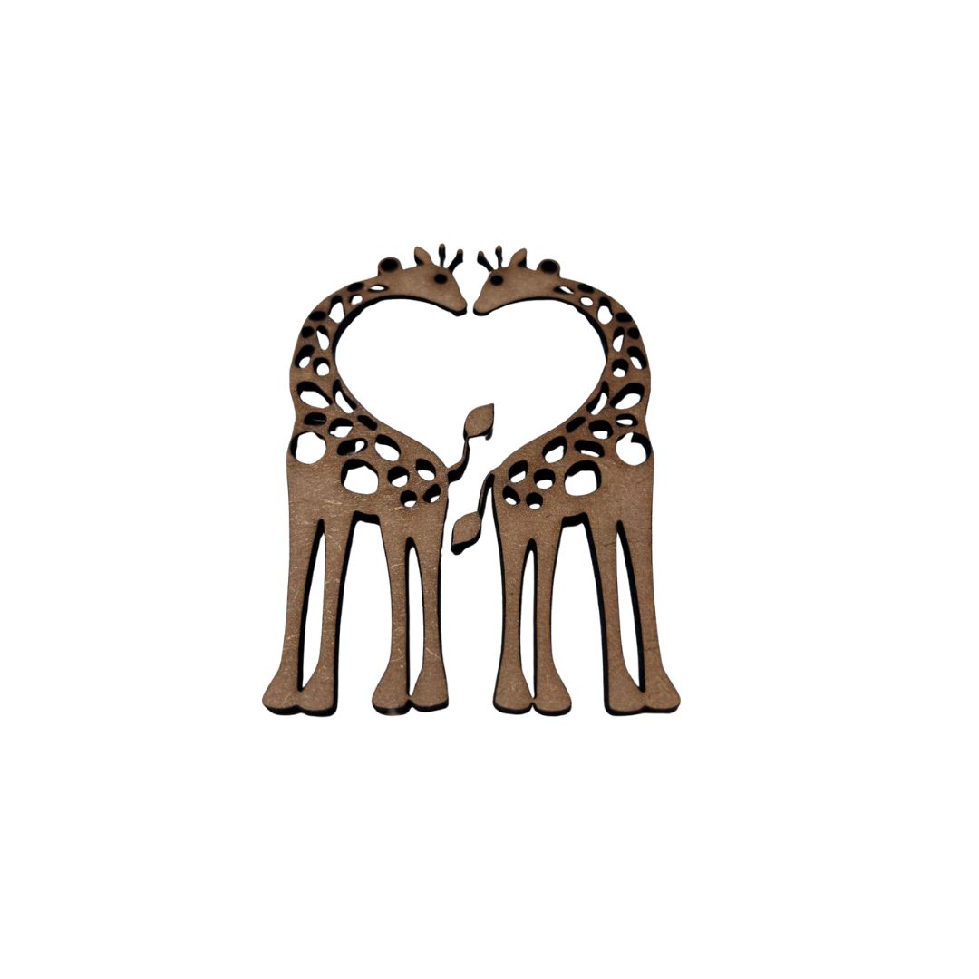 Large Giraffe Set Wood Keychain
