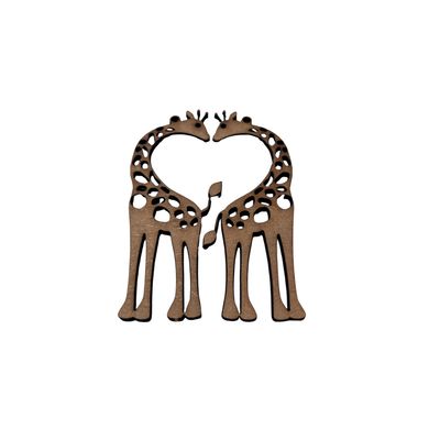 Large Giraffe Set Wood Keychain