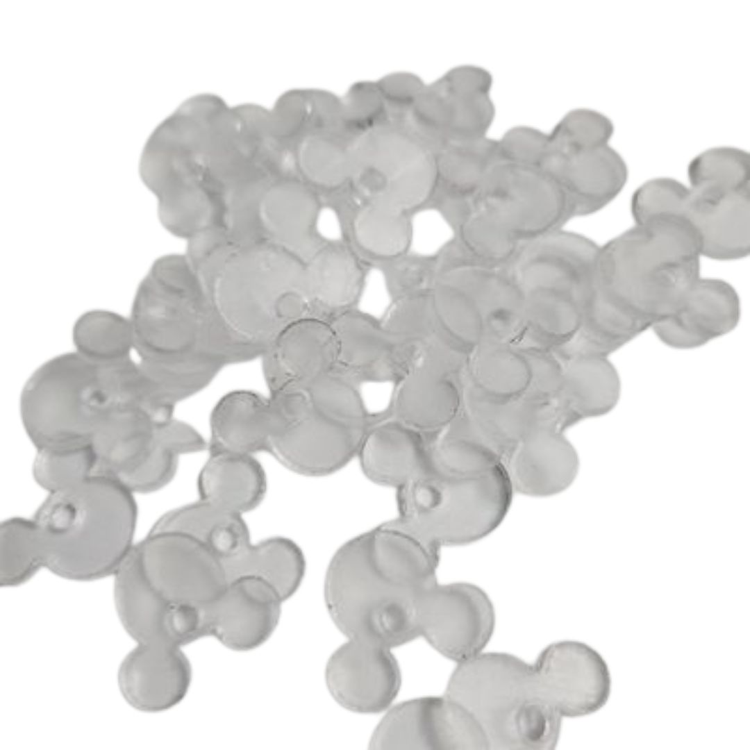 Pack of 10 - Mouse Head Clear Acrylic 2cm