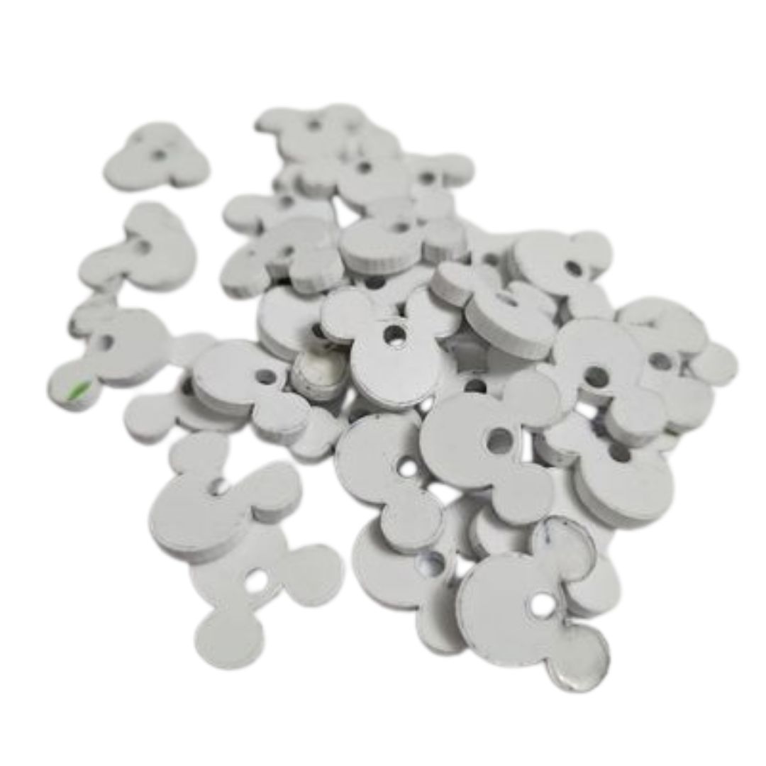 Pack of 10 - Mouse Head White Acrylic 2cm