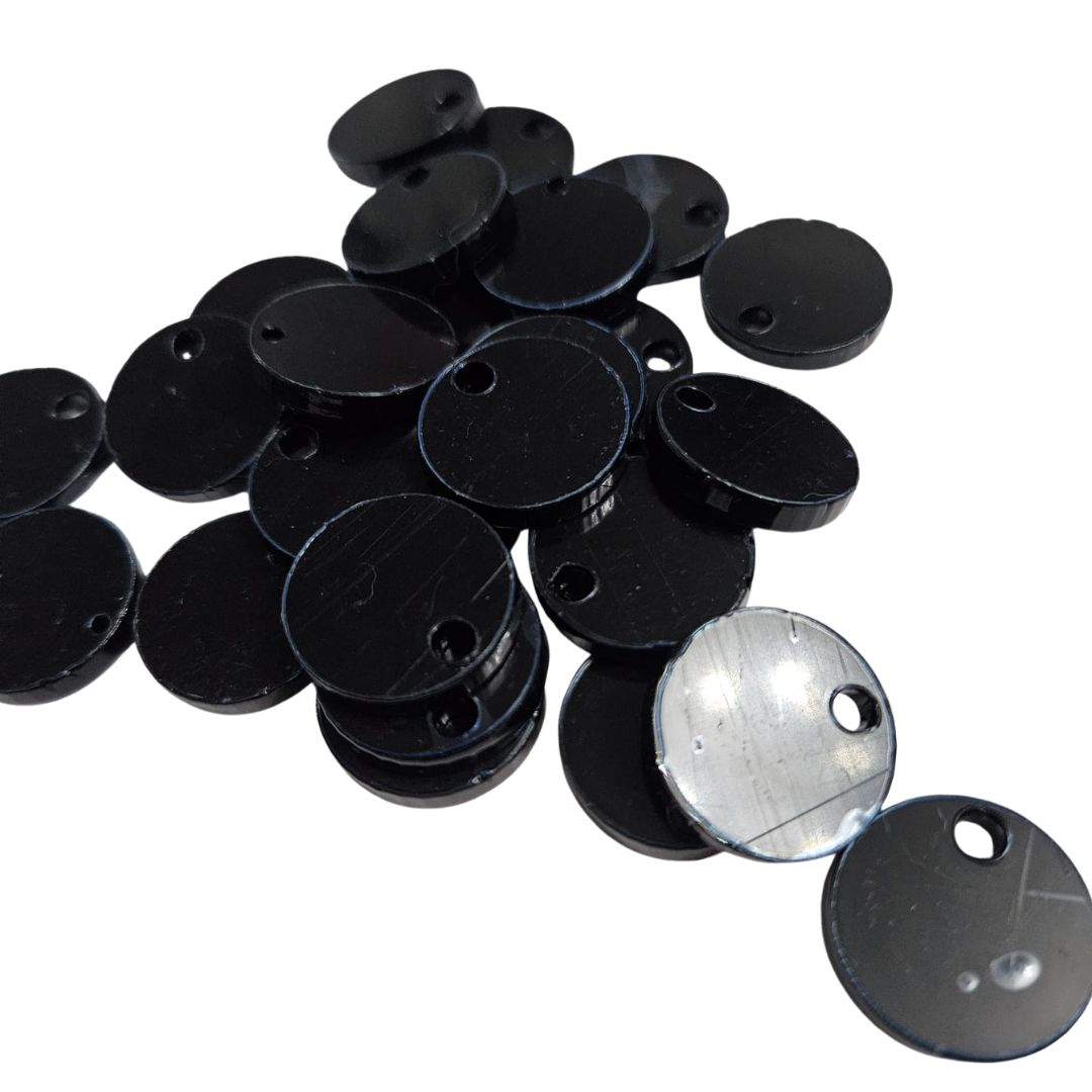 Pack of 10 - Round Black Acrylic 2cm