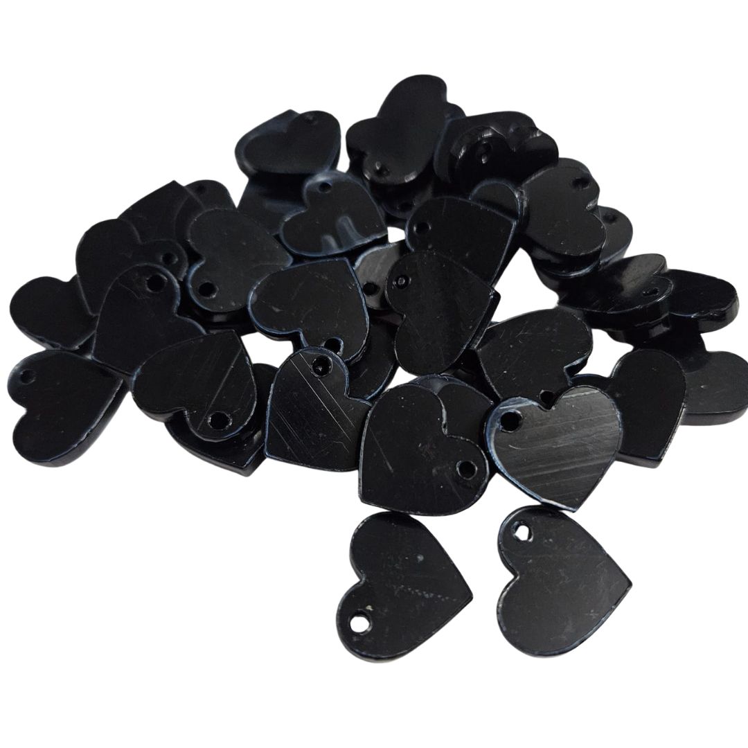 Pack of 10 - Heart Black Acrylic 2cm