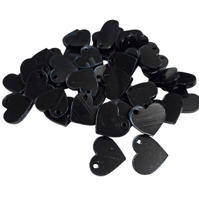 Pack of 10 - Heart Black Acrylic 2cm