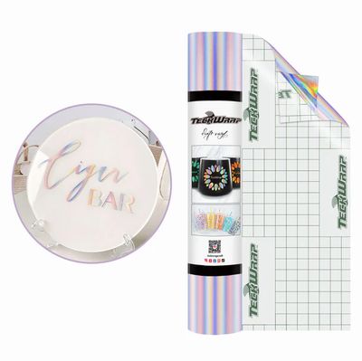 Bubble Free Holographic Rainbow Adhesive Vinyl - Matte Silver