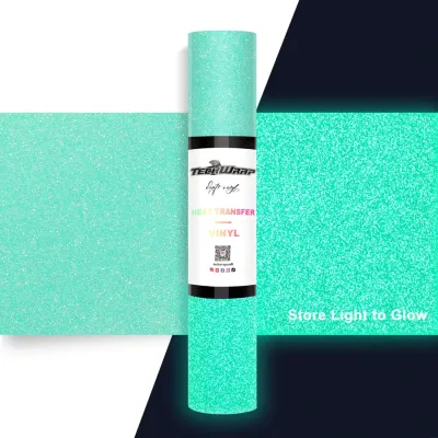 Glitter Glow in the Dark Heat Transfer Vinyl - Tiffany