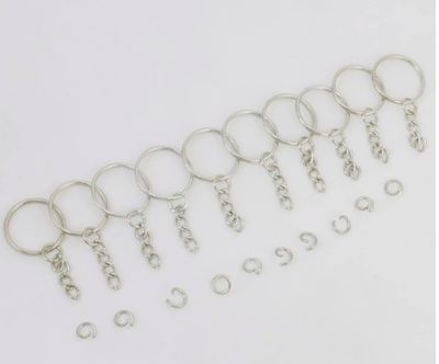 Silver Keyring w/ Chain &amp; Jumps - Pack of 10