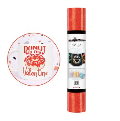 Burst Shimmer Adhesive Vinyl - Coral Red