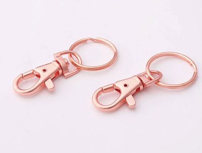 Rose Gold Lobster Buckle w/ Split Ring Keyring - Pack of 5