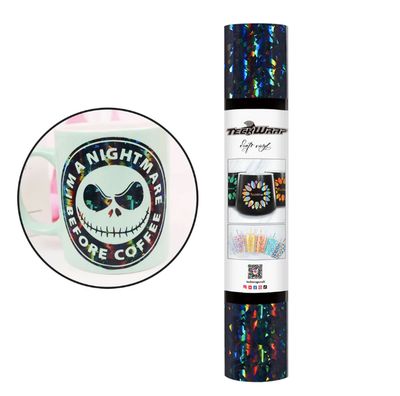 Holographic Glass Flower Adhesive Vinyl - Black