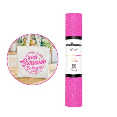 Fancy Glitter Heat Transfer Vinyl - Neon Pink