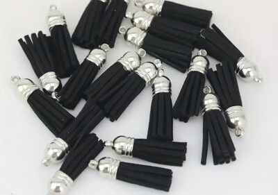Silver Cap Tassel - Black (Short Tassel)