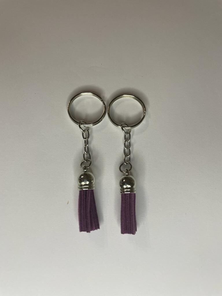 Silver Key Chain &amp; Tassel - Midnight Purple (Short Tassel)