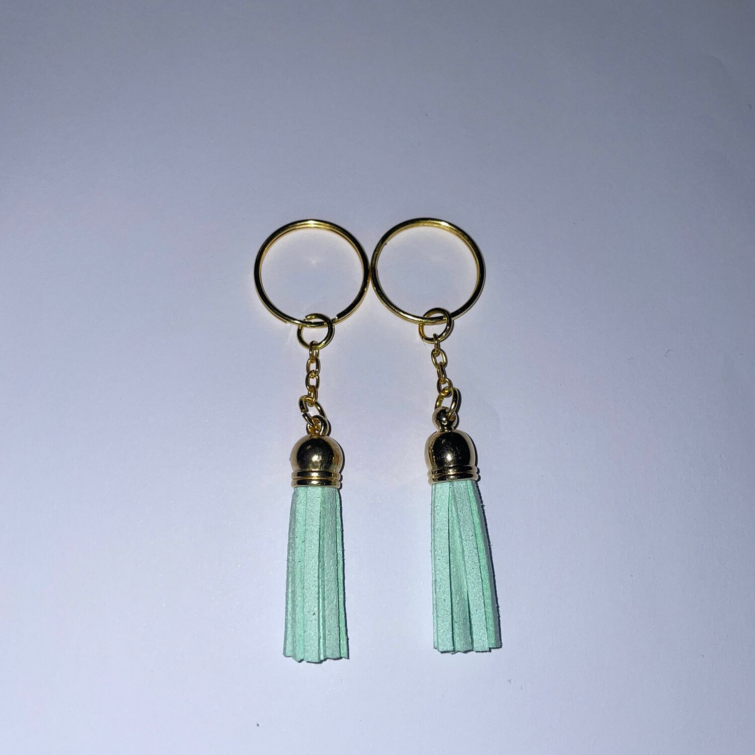 Gold Key Chain &amp; Tassel - Light Green (Short Tassel)