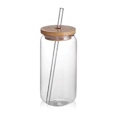 Libby Can Style Glass with Bamboo Lid - 500ml