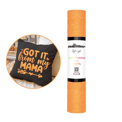 Glitter Puff Heat Transfer Vinyl - Neon Orange