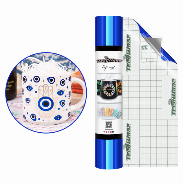 Bubble Free Mirror Chrome Adhesive Vinyl - Blue
