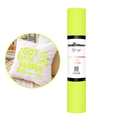 Glitter Puff Heat Transfer Vinyl - Neon Yellow