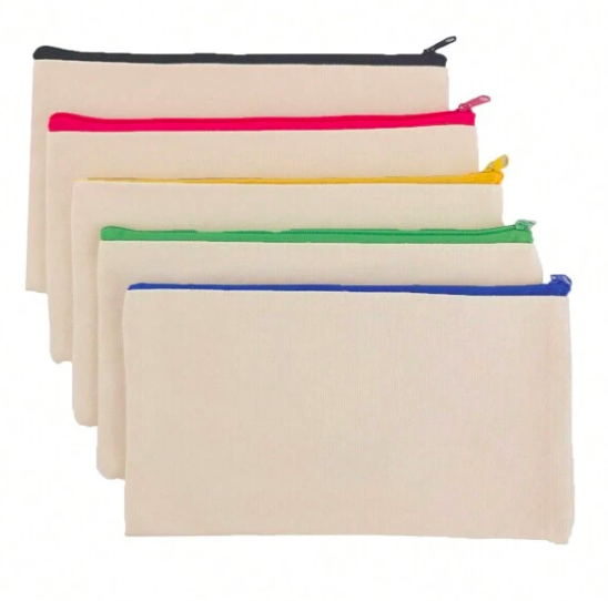 Canvas Pencil / Make Up Bag Blanks - Pink