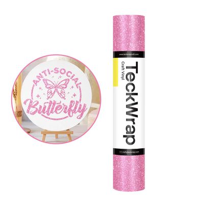 Burst Glitter Adhesive Vinyl - Cherry Pink