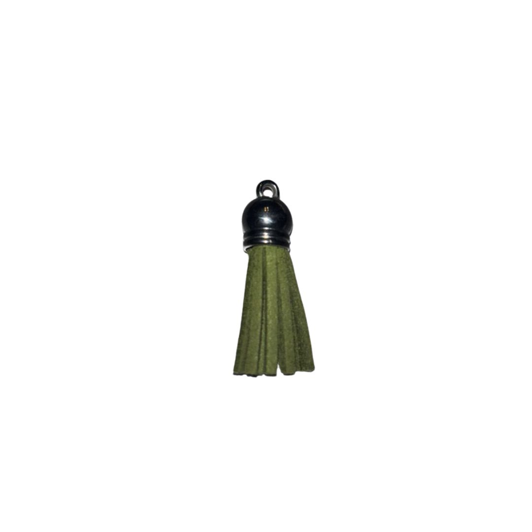 Silver Cap Tassel - Moss Green (Short Tassel)