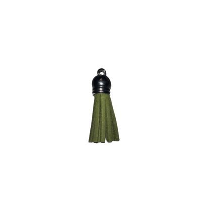 Silver Cap Tassel - Moss Green (Short Tassel)