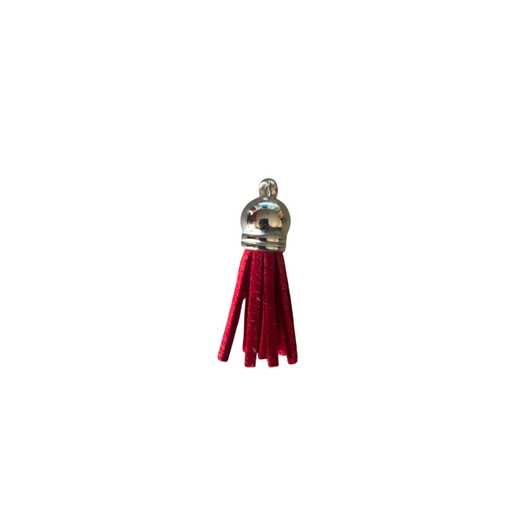 Silver Cap Tassel  - Red  (Short Tassel)