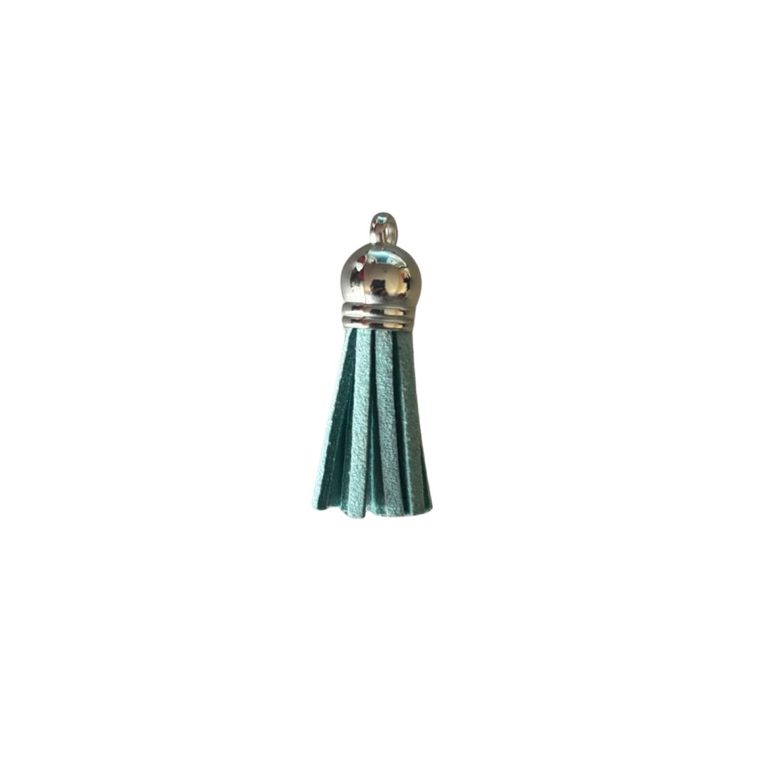 Silver Cap Tassel  - Dusty Blue  (Short Tassel)