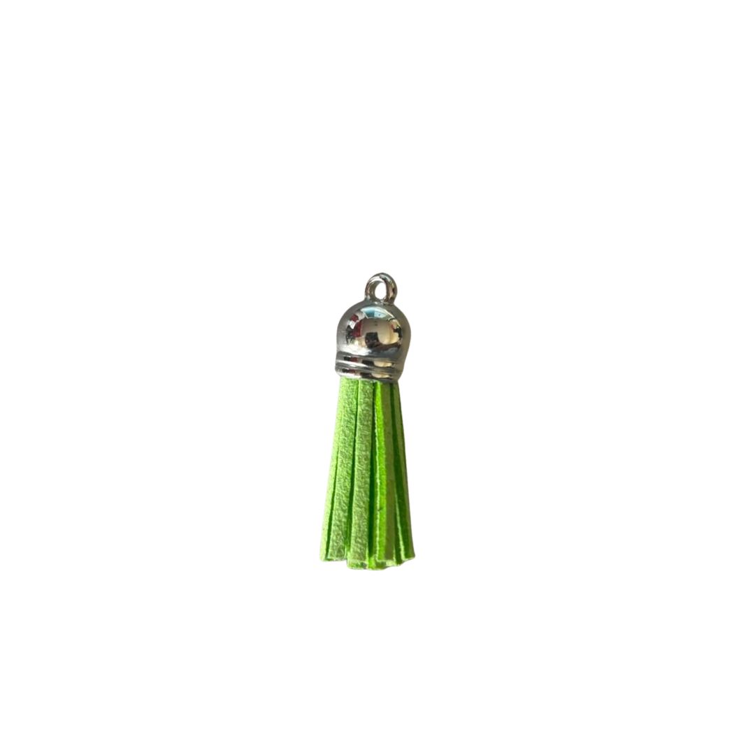 Silver Cap Tassel  - Lime Green  (Short Tassel)