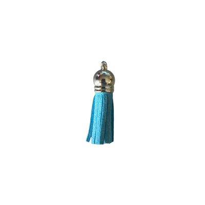 Silver Cap Tassel  - Blue  (Short Tassel)