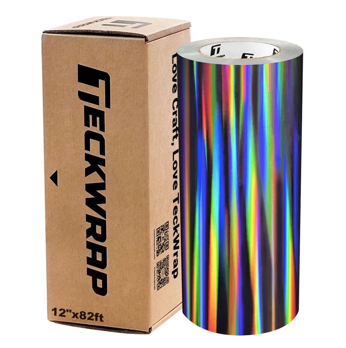 Bubble Free Holographic Rainbow Adhesive Vinyl - Black