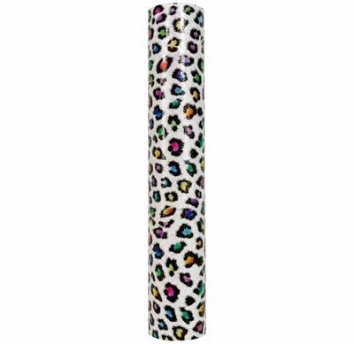Glitter Brush Adhesive Vinyl - Rainbow Leopard
