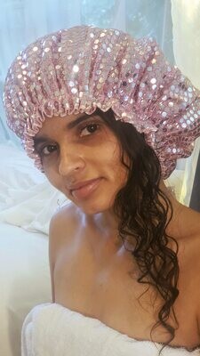 Marilyn Pink Sequin Shower Cap