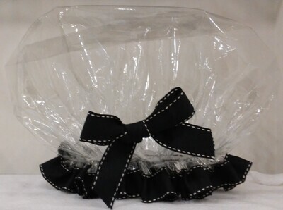 Audry Clear Shower Cap with Black and White Saddle Stitched Ribbon