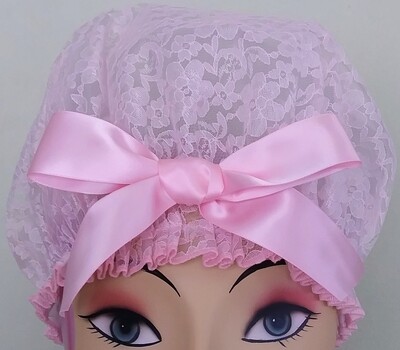 Pink Lace Shower Cap with bow Buy one Get One free