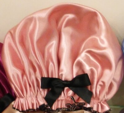 Satin Shower Cap with Black bow and edge buy one get one free