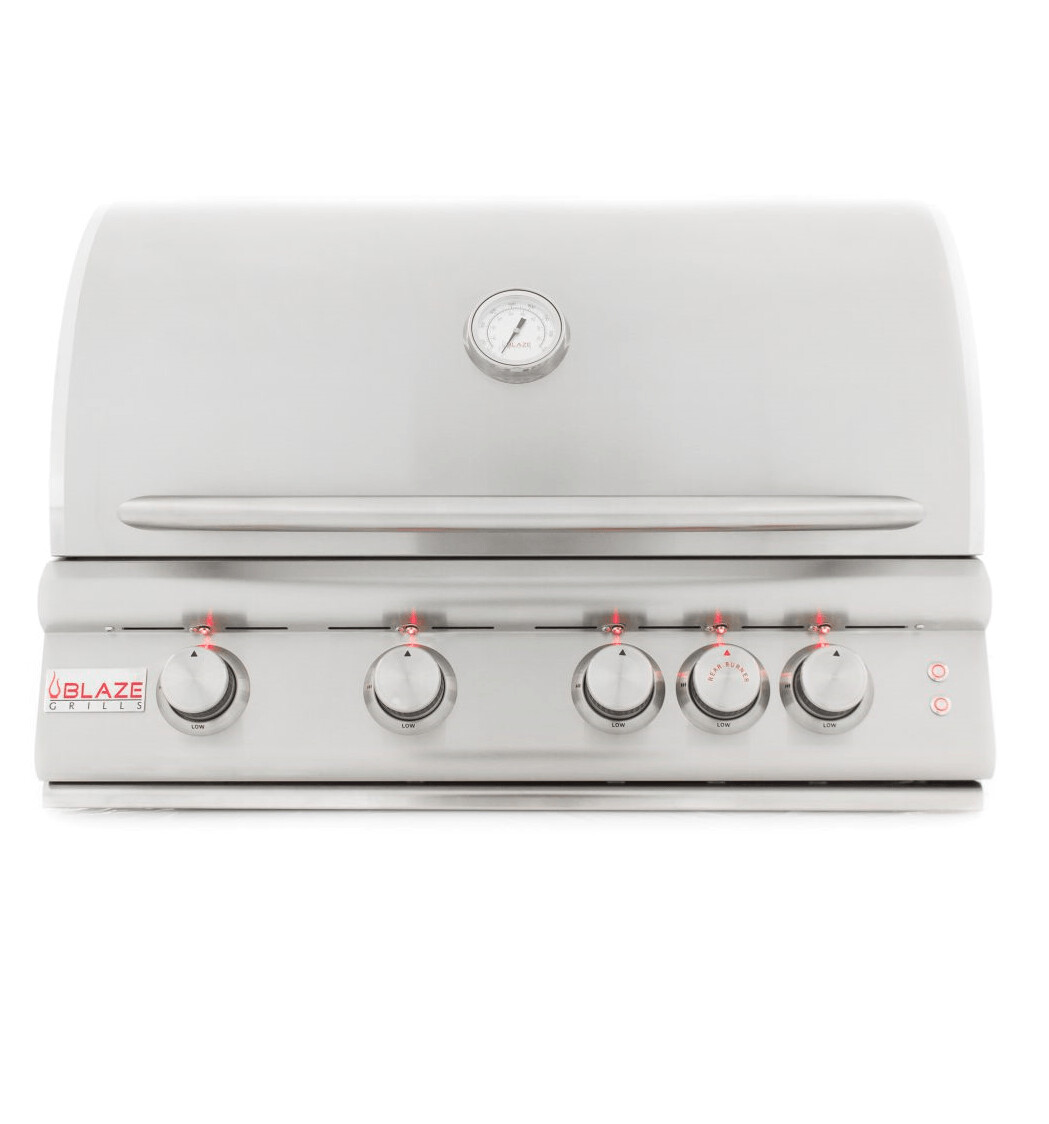 Blaze 32 Inch 4-Burner LTE Gas Grill With Rear Burner and Built-in Lighting System
