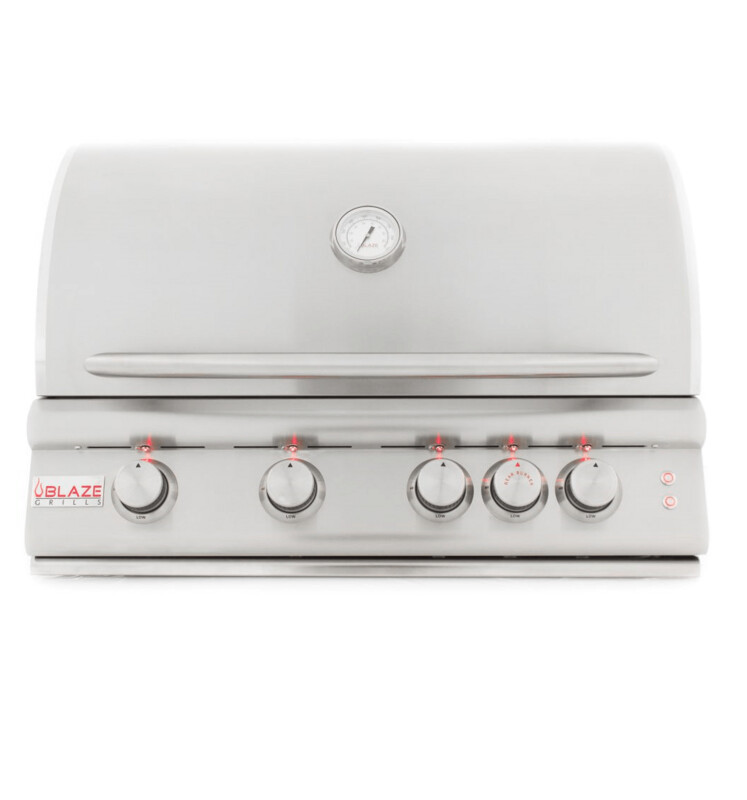 Blaze 32 Inch 4-Burner LTE Gas Grill With Rear Burner and Built-in Lighting System