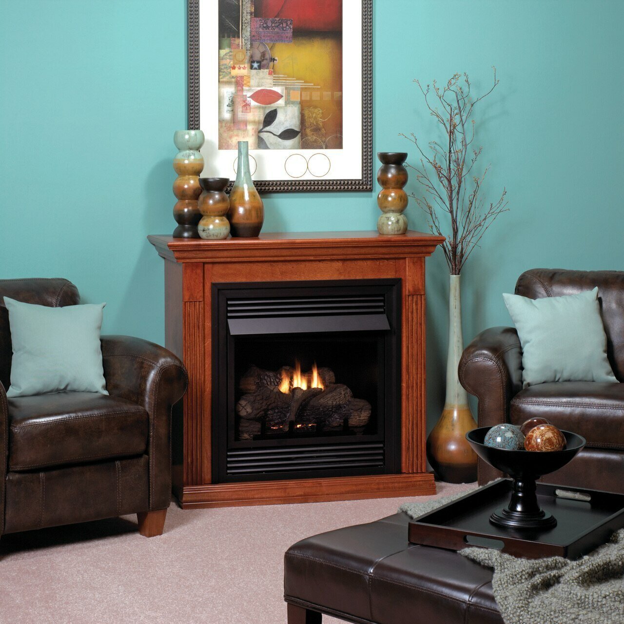 Lincoln Vent-Free Fireplace/Mantel Combination, Deluxe 26