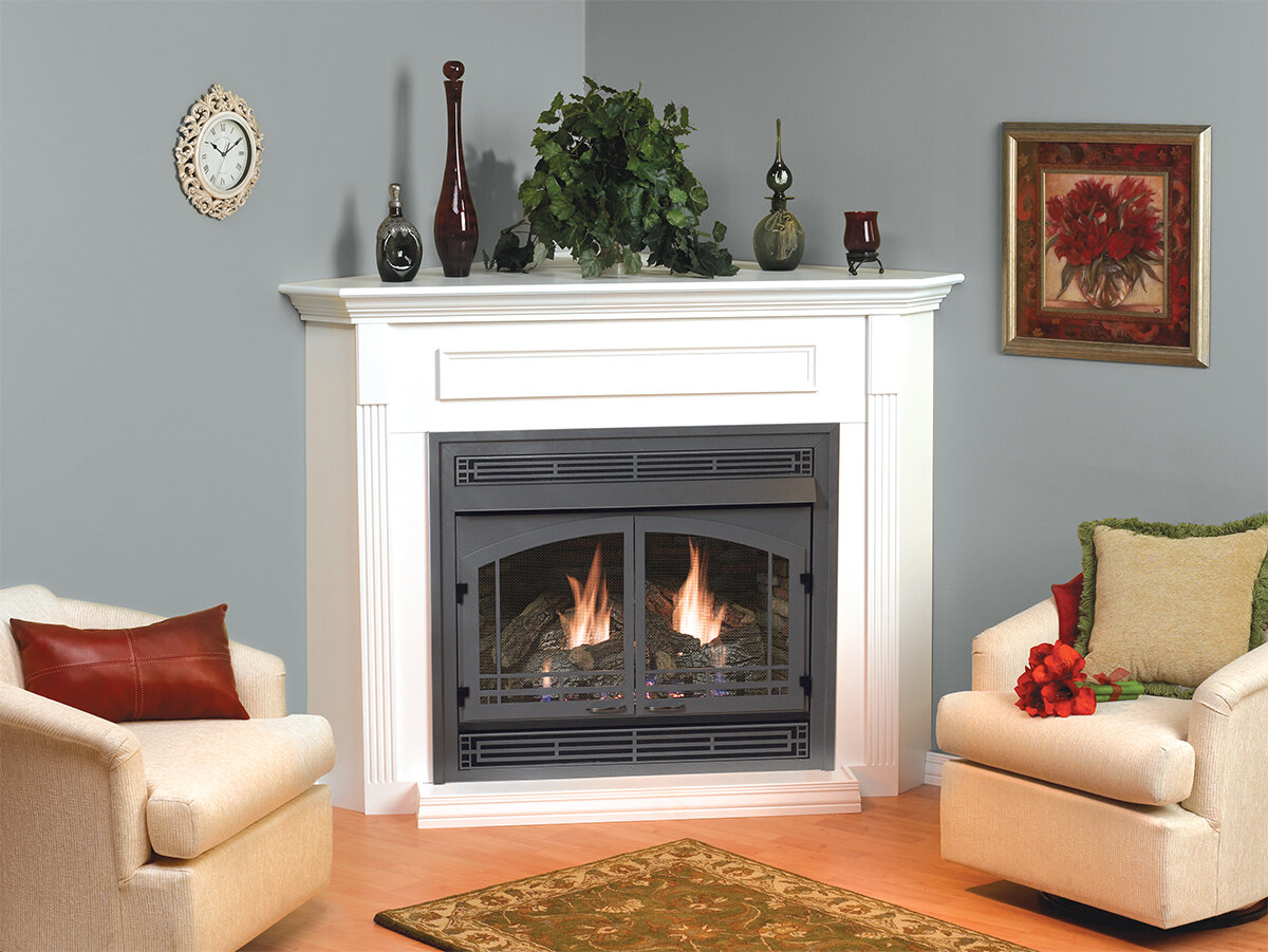 Lincoln Vent-Free Fireplace with Slope Glaze Burner, Premium 32