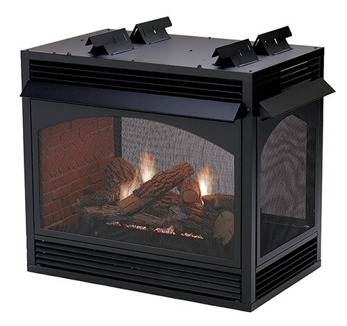 Lincoln Vent-Free Fireplaces, Peninsula & See-Through, Premium 36